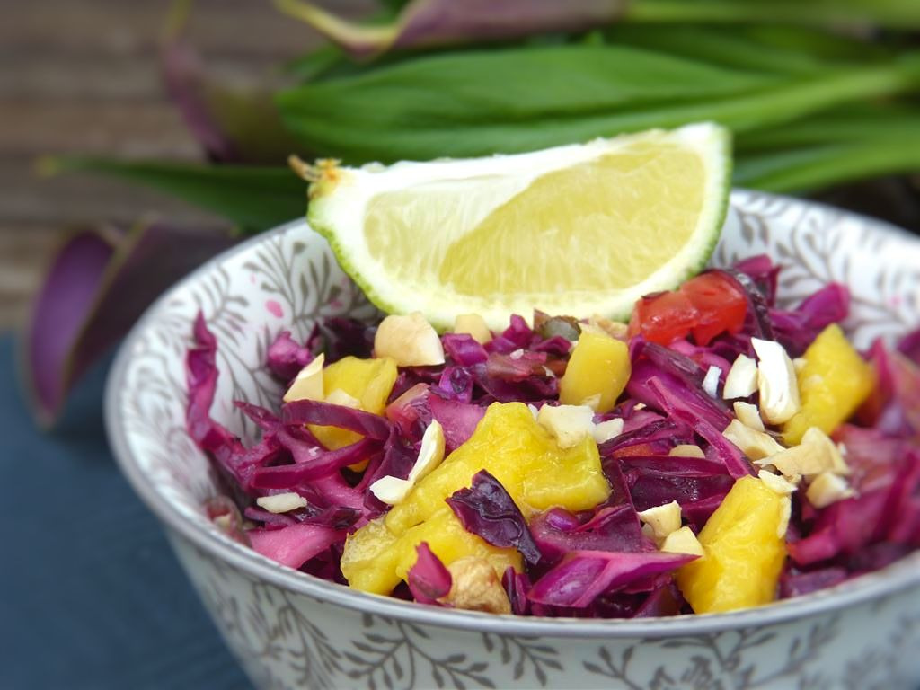 Rotkohl-Salat mit Mango und Paprika - gingerandthyme.de